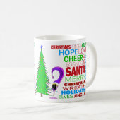 Colorful Christmas Cartoon Word Art Koffiemok (Voorkant rechts)