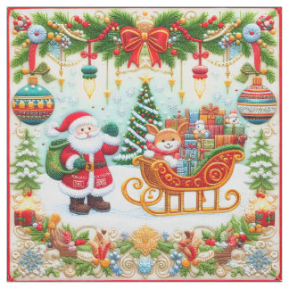 Colorful Christmas Embroidery Look with Santa Stof