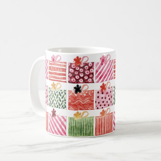 Colorful Christmas Gift Pattern Koffiemok (Voorkant links)