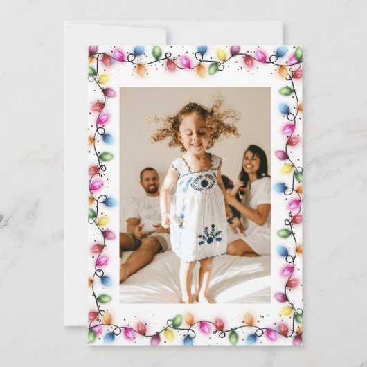 Colorful Christmas Lights Photo Feestdagenkaart (Voorkant)