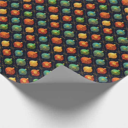 Colorful Christmas Ornaments Cadeaupapier (Hoek)