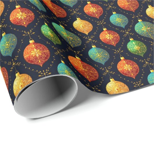 Colorful Christmas Ornaments Cadeaupapier (Rol Hoek)