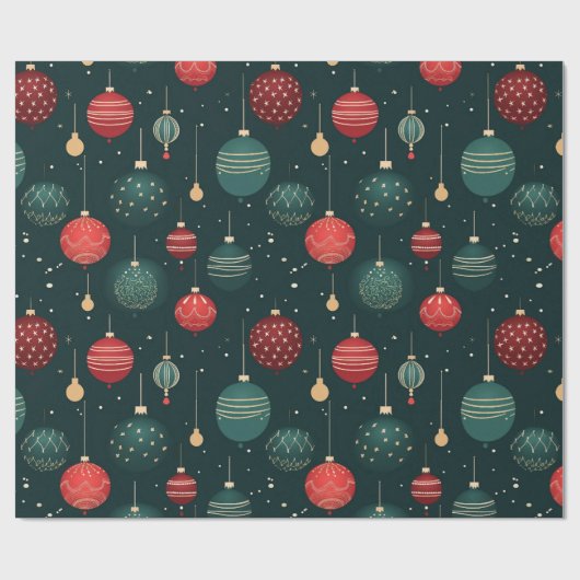 Colorful Christmas Ornaments Pattern Cadeaupapier (Vlak)