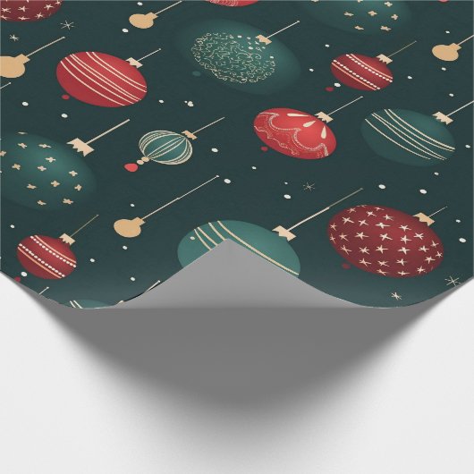 Colorful Christmas Ornaments Pattern Cadeaupapier (Hoek)