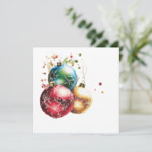 Colorful Christmas Ornaments with Glitter Feestdagenkaart (Staand voorkant)