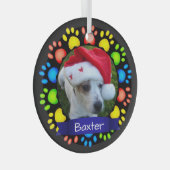 Colorful Christmas Paws Custom Pet Photo Glas Ornament (Voorkant Rechts)