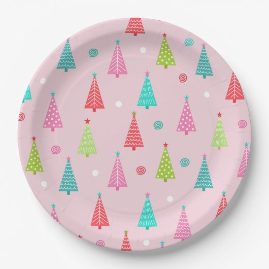 Colorful Christmas Plates Papieren Bordje (Voorkant)