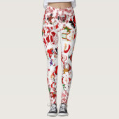 Colorful Christmas Santa Claus Moods Red Snowflake Leggings (Voorkant)