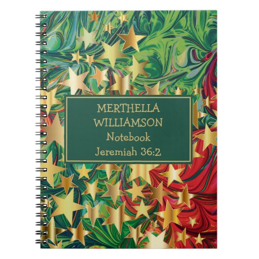 Colorful CHRISTMAS STARS Abstract gepersonaliseerd Notitieboek (Voorkant)