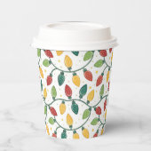 Colorful Christmas String Lights Pattern  Papieren Bekers (Links)