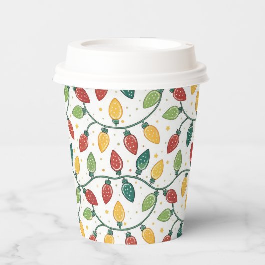 Colorful Christmas String Lights Pattern  Papieren Bekers (Voorkant)