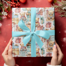 Colorful Christmas Teddy Bears Wrapping Paper Cadeaupapier