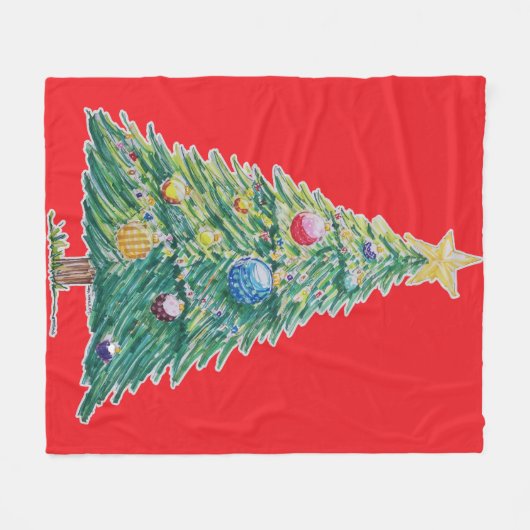 Colorful Christmas Tree Fleece Deken (Voorkant (Horizontaal))