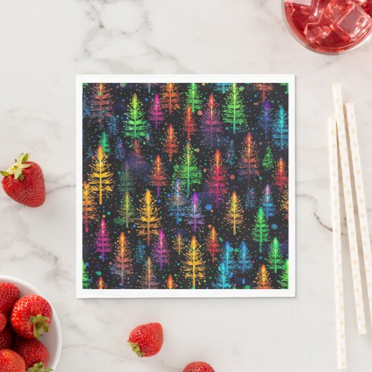 Colorful Christmas Tree Glow In Dark Forest Servet (Insitu)
