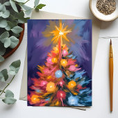 Colorful Christmas Tree Lights Watercolor Feestdagenkaart