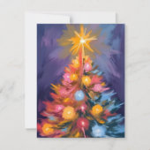 Colorful Christmas Tree Lights Watercolor Feestdagenkaart (Voorkant)