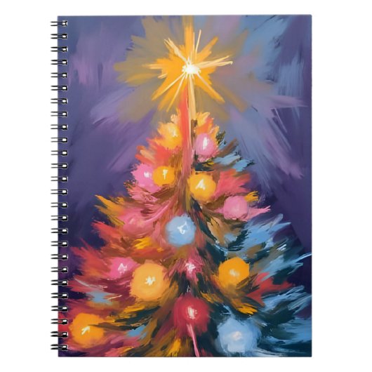 Colorful Christmas Tree Lights Watercolor Notitieboek (Voorkant)