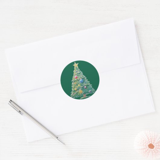Colorful Christmas Tree Ronde Sticker (Envelop)