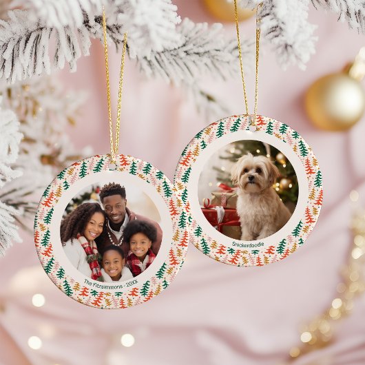 Colorful Christmas Tree Two Photos Keramisch Ornament