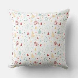 Colorful Christmas Trees & Stars Pillow  Kussen