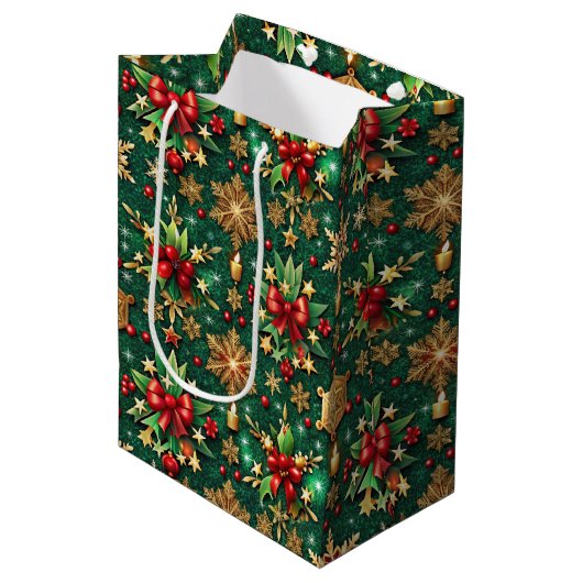 Colorful Christmas Vibe Festive Pattern Medium Cadeauzakje (Voorkant Gekanteld)