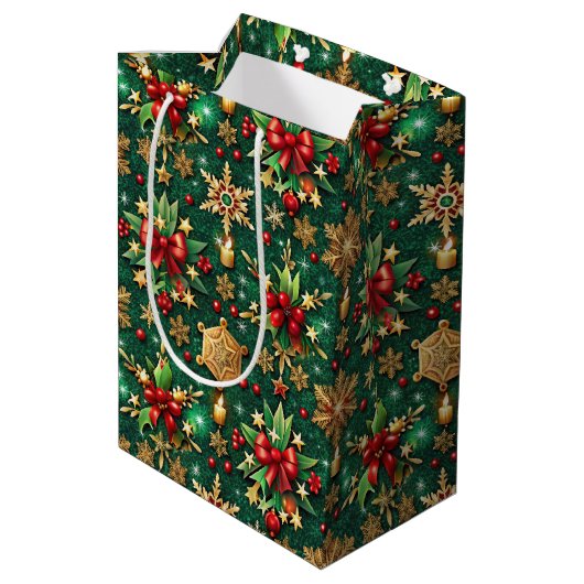 Colorful Christmas Vibe Festive Pattern Medium Cadeauzakje (Achterkant Gekanteld)