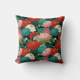 Colorful Chrysanthemum Flowers Botanical Patttern Kussen