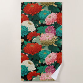 Colorful Chrysanthemums Vintage Floral Pattern Strandlaken