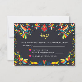 Colorful Cinco de Mayo Fiesta Spanish Wedding RSVP Kaartje