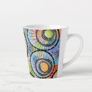 Colorful Circle Doodle Design Latte Mok