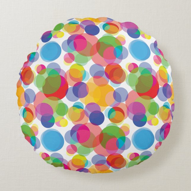 Colorful Circle Patroon Rond Kussen (Voorkant)