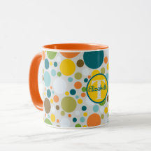 Colorful Circle Polka Dots Pattern Monogram Naam