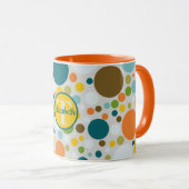 Colorful Circle Polka Dots Pattern Monogram Naam Mok (Voorkant rechts)