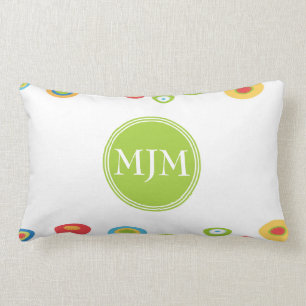 Colorful Circles Monogram Lumbar Pillow Kussen