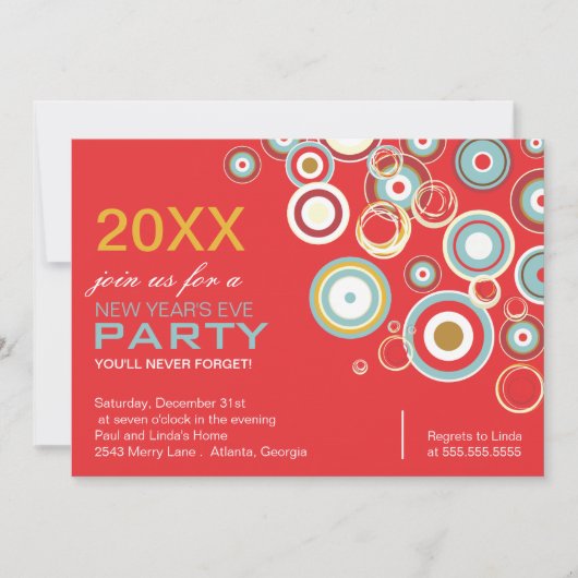 Colorful Circles - Uitnodiging nieuwjaarspartij (Voorkant)