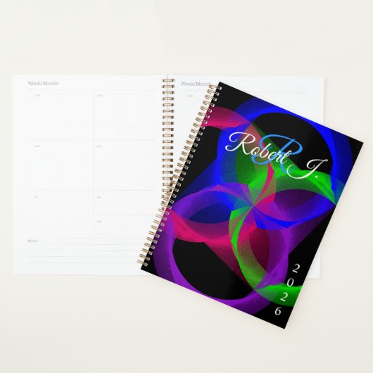 Colorful Circular Geometric Blend Spiral Planner (Display)