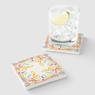 Colorful Circular Jumked Muzieknoten Stenen Onderzetter