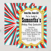Colorful Circus Carnival Marquee Birthday Party Kaart (Voorkant / Achterkant)