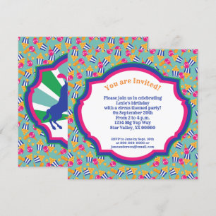 Colorful Circus Snacks en Show Ponies Birthday Kaart