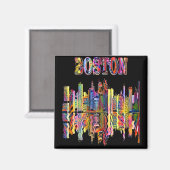 Colorful Cityscape of Boston Magneet (Voorkant / Achterkant)