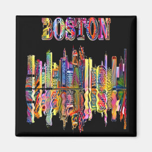 Colorful Cityscape of Boston Magneet