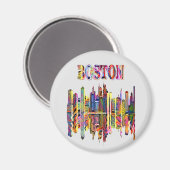 Colorful Cityscape of Boston Magnet (Voorkant / Achterkant)