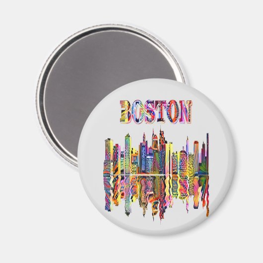 Colorful Cityscape of Boston Magnet (Voorkant / Achterkant)