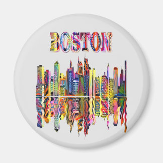 Colorful Cityscape of Boston Magnet
