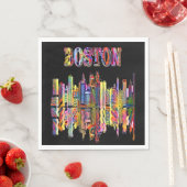 Colorful Cityscape of Boston Napkins Servet (Insitu)
