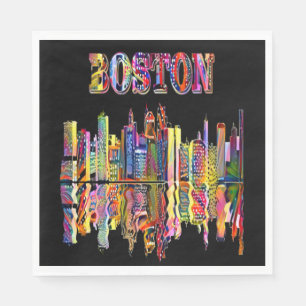 Colorful Cityscape of Boston Napkins Servet