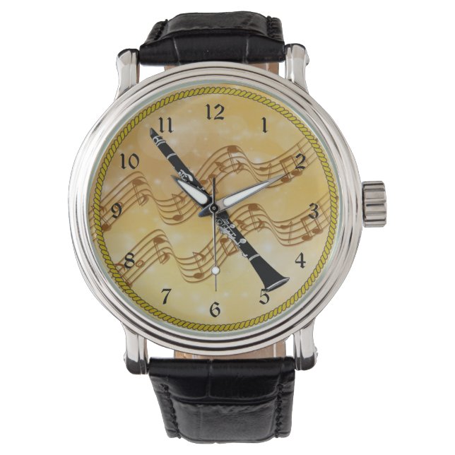 Colorful Clarinet Design Horloge (Voorkant)