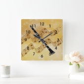 Colorful Clarinet Design Vierkante Klok (Huis)