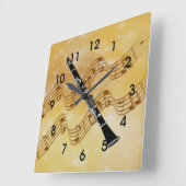 Colorful Clarinet Design Vierkante Klok (Hoek)