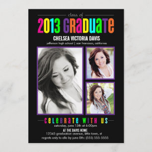 Colorful Class of 2013 Afstuderen Photo Invite Kaart